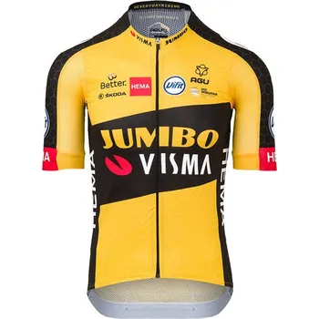 cyklistický dres AGU Cyklistický dres s krátkým rukávem - JUMBO-VISMA 2021 - černá/žlutá XL