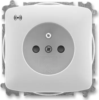 vypínač a zásuvka Zásuvka jednonásobná ABB Tango 5589A-A02357 S, šedá, s přep. ochr., s ak. sign.