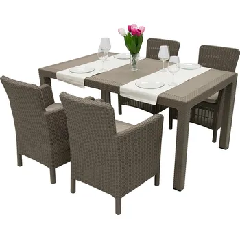 Jídelní set DEOKORK Zahradní ratanová sestava DANTE 1+4 (cappuccino)
