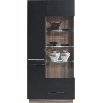 Policová skříň Nábytek PEGAS s.r.o. Vitrína MONSUN - MN3 černá+ořech baltimore