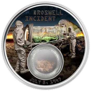Stříbrná mince The Roswell Incident 1oz 2022 (obsahuje zeminu z oblasti) Color PROOF