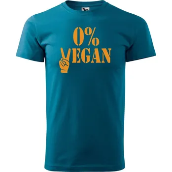 DOBRÝ TRIKO Pánské tričko s potiskem 0% VEGAN oranžový potisk Velikost: 2XL, Barva: Petrolejová