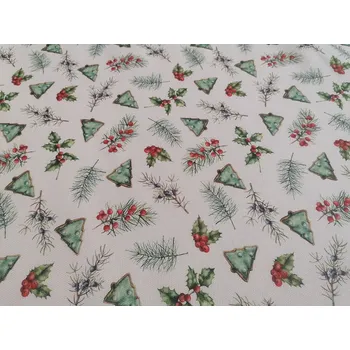 BYTEMA Vánoční dekorační látka GALLETAS stromečky II šíře 140 cm