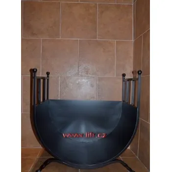 Krbové nářadí Kovaný koš na dřevo kolíbka velká masiv 3