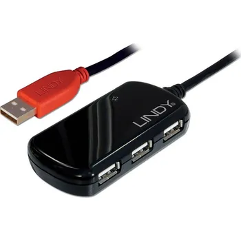 Elektrická zásuvka LINDY USB kabel USB 2.0 USB-A zástrčka, USB-A zásuvka 12.00 m černá 42783