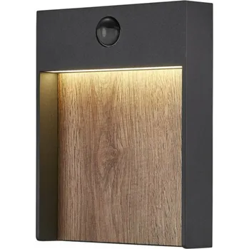 Nástěnné svítidlo BIG WHITE FLATT SENSOR Outdoor, nástěnné LED svítidlo, 3000K, IP65, antracitové/hnědé 1002955