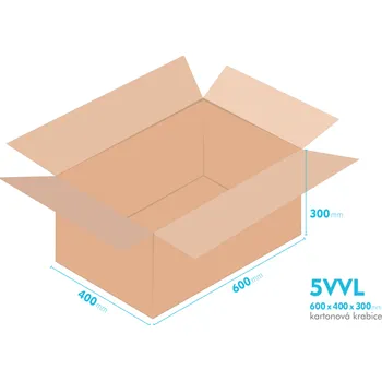 Obalový materiál Kartonové krabice 5VVL - 600x400x300mm - vnitřní 594x394x288mm