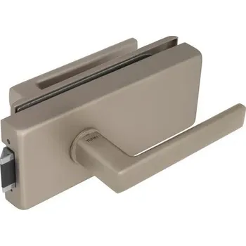 Dveřní kování TI - ZÁMEK na sklo s klikou SONIA 4014 - bez otvoru kování na sklo bez otvoru přední NP - Nikl perla (142)