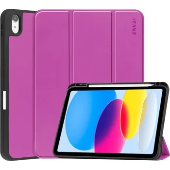 Pouzdro na tablet ENKAY 54248 ENKAY LEATHER Zaklápěcí obal pro Apple iPad (A16) 2025 / iPad 2022 fialový
