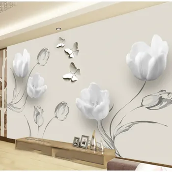 Fototapeta Solution Media 3D tapeta - Bílé tulipány MU1940 3 - 3D Relief - Vliesová tapeta - 320g/m2