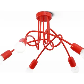 Light for home - Lustr přisazený ke stropu 40205 "STYLE", 5x60W, E27, červená