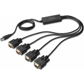 USB hub Digitus Adaptér USB na sériový port, RS232 4 x RS232, typ kabelu, Čipset: FT4232H, 1,5 m