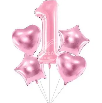 Zábavní pyrotechnika Balónkový buket s jedničkou - růžový - 5 ks