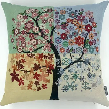 Dekorativní polštářek BYTEMA Gobelínový povlak na polštář STROM 4 OBDOBÍ 45 x 45 cm