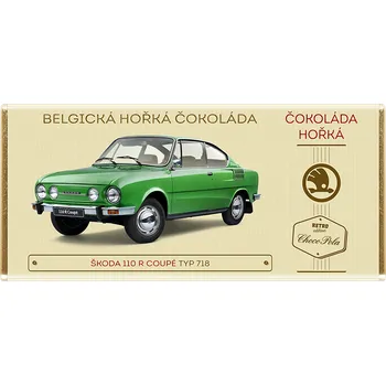 Čokoláda Čokoláda RETRO 100g "Škoda 110 R Coupé" hořká (hořká čokoláda - 53 % obsah kakaa)