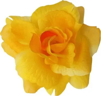 Umělá květina Růže látková 24 ks 7 cm žlutá