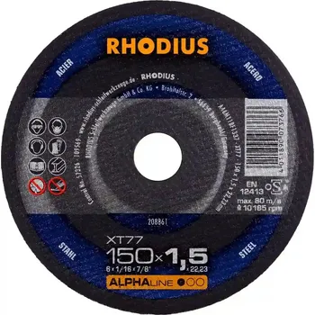 Řezný kotouč Rhodius 208861 | Řezný kotouč 150 x 1,5 x 22,23 mm, XT77, rovný