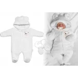 Chlupáčkový overal Luna s kapucí + rukavičky, Baby Nellys, Medvídek, bílý, vel. 74/80, 74/80 (9-12m)