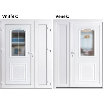 Vchodové dveře Dvoukřídlé vchodové dveře plastové Soft 3D 302+Panel Plný, Bílá/bílá, 150x200 cm, levé