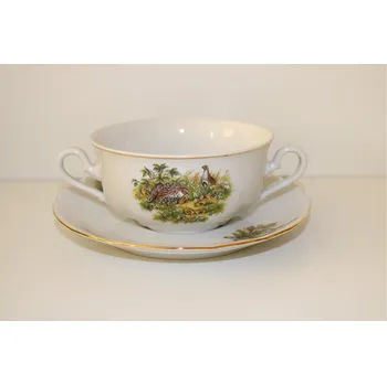 Miska pro psa Leander CZ Miska s talířkem keramická s mysliveckým dekorem