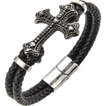 Náramek Amparo Miranda® Kožený náramek Cross 445 černý