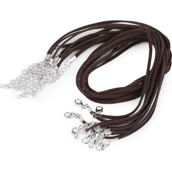 Šňůrka se zapínáním - imitace kůže (45 cm) hnědá