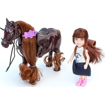 Doplněk pro panenku Alltoys Koník s panenkou - světle hnědý kůň