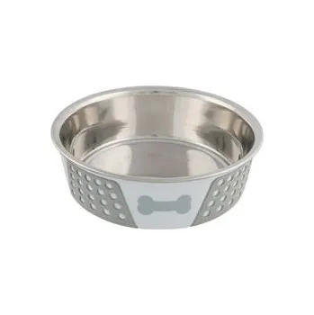 Miska pro psa Miska nerez se silikon pláštěm bílošedá 1,4l 21cm TR
