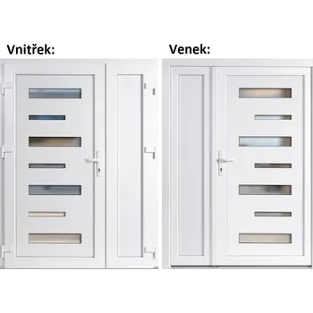Vchodové dveře Dvoukřídlé vchodové dveře plastové Soft 6100+Panel Plný, Bílá/bílá, 130x200 cm, levé