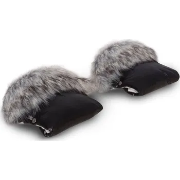 Kočárek Junama Rukavice s kožíškemn Premium Barva: Rukavice s kožíškem Black/Silver