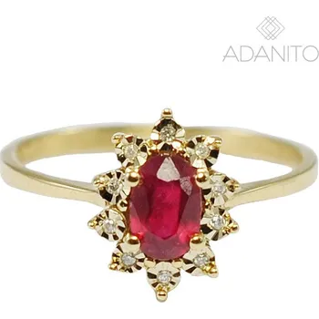 Prsten Zlatý briliantový prsten s rubínem