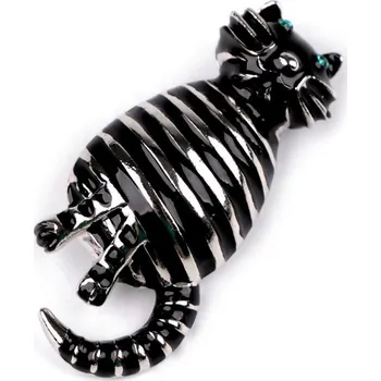 Brož Brož kočka pruhovaná černá