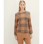 TOM TAILOR DÁMSKÉ KOSTKOVANÉ TRIKO S DLOUHÝM RUKÁVEM-CAMEL