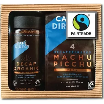 Dárkový bezkofeinový balíček BIO instantní káva a mletá káva bez kofeinu Cafédirect
