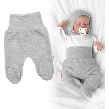 Dětská móda Pletené kojenecké polodupačky Hand Made, Baby Nellys, šedé, Velikost koj. oblečení 56 (1-2m)