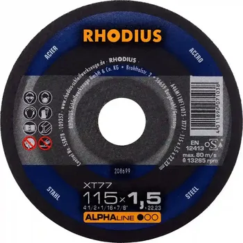 Řezný kotouč Rhodius 208699 | Řezný kotouč 115 x 1,5 x 22,23 mm, XT77, rovný
