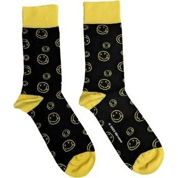 Pánské oblečení Merch Nirvana: Nirvana Unisex Ankle Socks: Outline Happy Faces (uk Size 7 - 11) 40 - 45