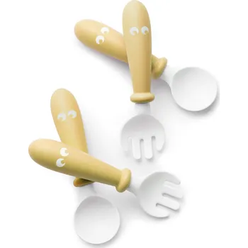 Příbor BabyBjörn Lžičky a vidličky pro nejmenší pudrově žluté- set 4 ks