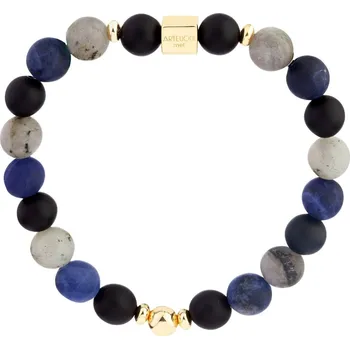 Náramek Pozlacený náramek z mosazi s acháty, labradority a sodality - AR534-4095