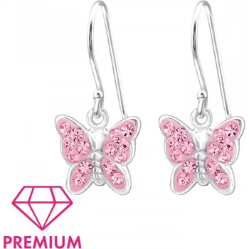 Náušnice Sylv Dětské stříbrné náušnice s růžovým Motýlkem Ag 925/1000