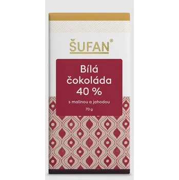 Šufan čokoláda bílá 40% s malinou a jahodou 70g