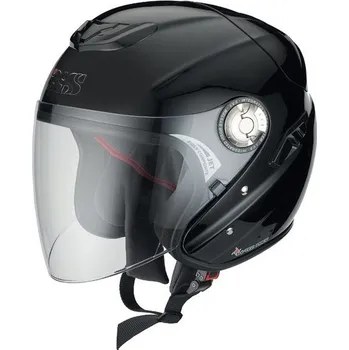 Helma na motorku IXS HX 91 jet černá matná otevřená přilba se sluneční clonou na motorku a scooter M