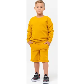 Chlapecká sportovní tepláková souprava (mikina + kraťasy) - hořčicová 122