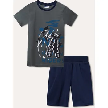 Chlapecké pyžamo Chlapecké pyžamo - krátký rukáv, krátké kalhoty Riders - khaki/navy 134