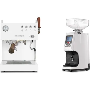 Kávovar Ascaso Steel DUO PID PLUS, White&Wood + Eureka Atom 60, white
