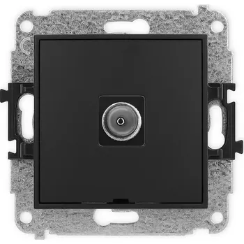 Elektrická zásuvka KARLIK Jednoduchá zásuvka TV antény bez pole popisu Barva: Matná černá