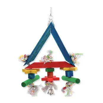 Hračka pro ptáka Bird Jewel Trojúhelník závěsná dřevo provaz 28,5 x 6,5 x 36 cm