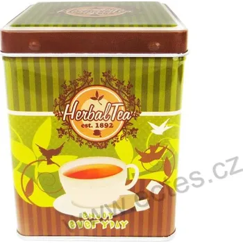 Dóza na potraviny HERBAL TEA zelená plechová dóza na čaj 7420 bílý čajový šálek