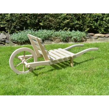 Zahradní dekorace Venkovní retro kolečko Trakař na květiny ze dřeva