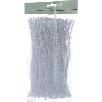 Hobby drát Chlupaté drátky, třpyt BÍLOSTŘÍBRNÉ, 31cm, 100ks/bal.